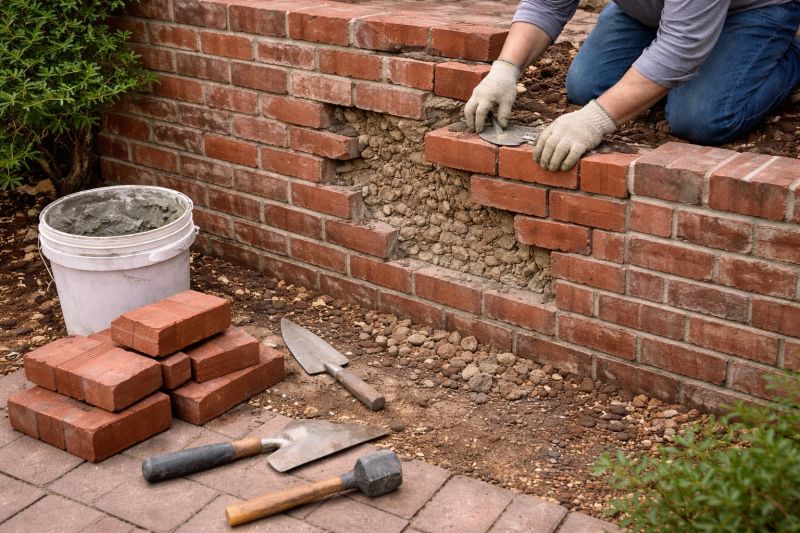 Brick Retaining Wall Repair in Smyrna, GA