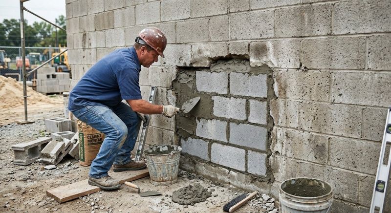 Cinder Block Wall Repair in Kennesaw, GA