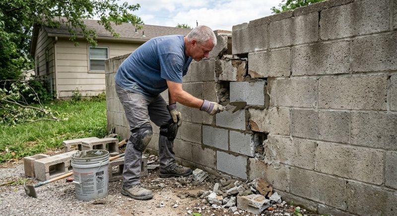 Cinder Block Wall Repair in Lithonia, GA