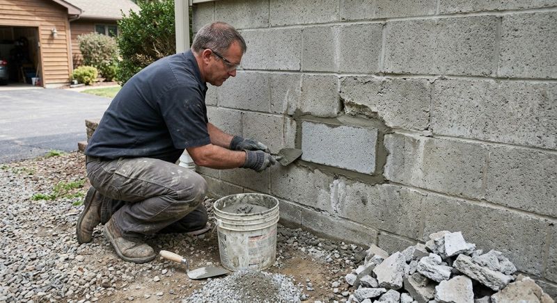 Cinder Block Wall Repair in Union City, GA